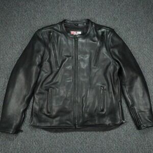 Eagle Leather Jacket Mens XXL Tall Black Revolt Motorcycle Biker Riding